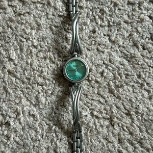 Regent women’s vintage Y2K‎ bracelet watch color: silver/teal length: 7 inches